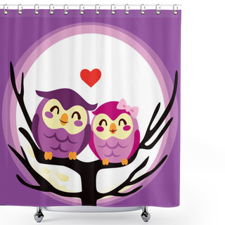 Personality  Owl Love Couple Shower Curtains