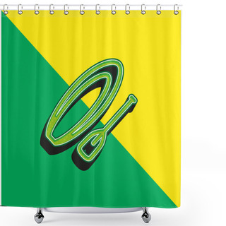 Personality  Boat And Soak Green And Yellow Modern 3d Vector Icon Logo Shower Curtains