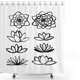 Personality  Dry Brush  Lotus Set Shower Curtains