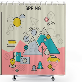 Personality  Spring Line Illustration Shower Curtains