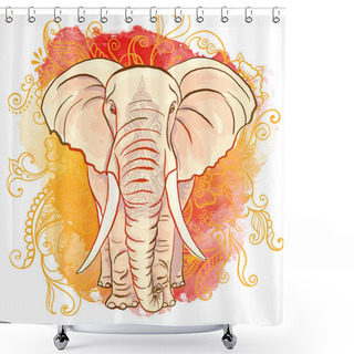 Personality  Vector Indian Elephant On The Watercolor Blot Shower Curtains