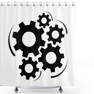 Personality  Gears And Cogs Vector Illustration In Black And White Styles Shower Curtains