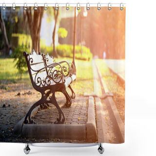 Personality  Retro Bench In Park, Feel Lonely Shower Curtains