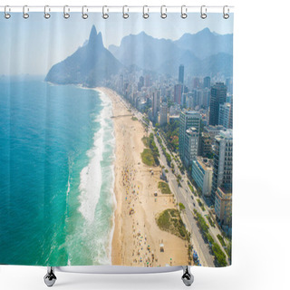 Personality  Rio De Janeiro, Rio De Janeiro / Brazil - Circa October 2019: Aerial Image Of Ipanema Beach In Rio De Janeiro. 4K. Shower Curtains