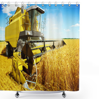 Personality  An Yellow Harvester In Work Shower Curtains