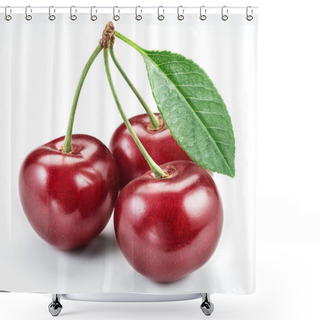 Personality  Cherries With Leaf. Shower Curtains