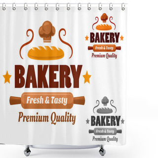 Personality  Fresh And Tasty Brown Bakery Emblem Shower Curtains