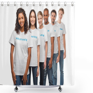 Personality  Multiethnic Group Of Volunteers Shower Curtains
