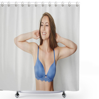 Personality  Stunning Woman In Blue Bra Shower Curtains
