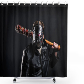 Personality  Serial Murderer Holding Bloody Bat Shower Curtains