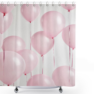 Personality  Background With Decorative Pink Air Balloons Isolated On White Shower Curtains