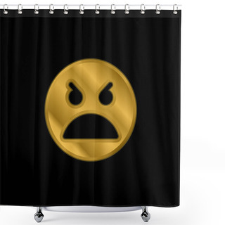 Personality  Angry Face Gold Plated Metalic Icon Or Logo Vector Shower Curtains