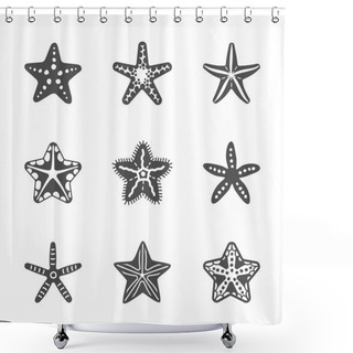 Personality  Vector Shape Set Of Various Sea Starfish Shower Curtains
