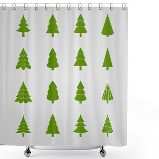 Personality  Set Of Christmas Tree, Vector Illustration Shower Curtains