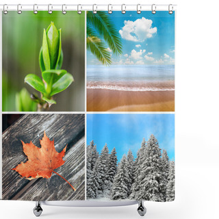 Personality  Four Season Conceptual Collage Shower Curtains
