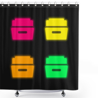 Personality  Big Open Folder Four Color Glowing Neon Vector Icon Shower Curtains