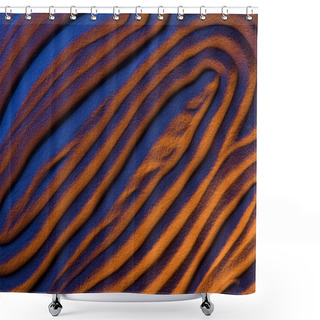 Personality  Top View Of Abstract Textured Background With Sand, Smooth Waves And Color Filter Shower Curtains