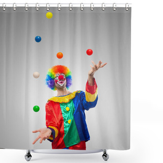 Personality  Clown Juggling Balls Shower Curtains