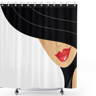 Personality  Women With Hat Shower Curtains