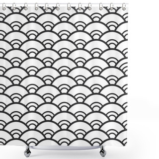 Personality  Seigaiha Literally Means Wave Of The Sea. Seamless Pattern Abstract Scales Simple Nature Background Japanese Circle Black White Colors. Vector Illustration Shower Curtains