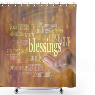 Personality  Count Your Blessings Word Cloud Shower Curtains