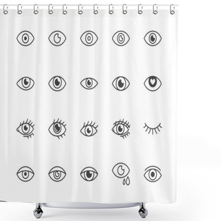 Personality  Eye Flat Line Icons Set. Tired Eyes, Vision, Eyesight, Makeup Simple Vector Illustrations. Outline Signs For Visibility Concept, Optometrist Clinic. Pixel Perfect 64x64. Editable Strokes. Shower Curtains
