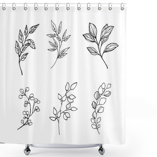 Personality  Hand Drawn Vector Illustration Of Leaves Shower Curtains