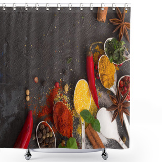 Personality  Colorful Spices On The Table Shower Curtains