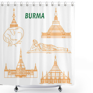 Personality  Ancient Buddhist Temples Of Burma Thin Line Icons Shower Curtains