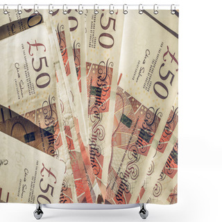Personality  Vintage Fifty Pound Notes Shower Curtains