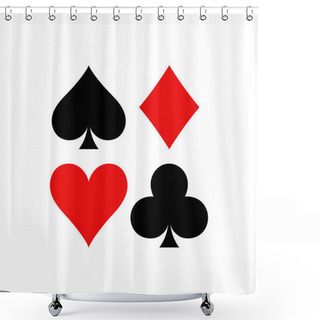 Personality  Playing Cards Vector Symbols. Diamonds, Spades, Clubs And Hearts Icon Set In A Square. Shower Curtains