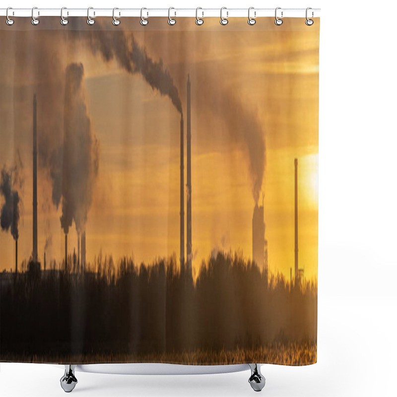 Personality  Smoking Chemical Plant Chimneys,panorama.Air Environment Polluti Shower Curtains