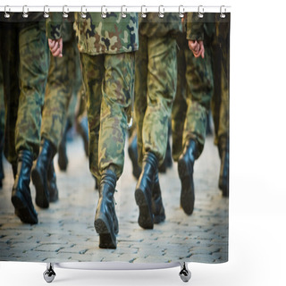 Personality  Soldiers March In Formation Shower Curtains