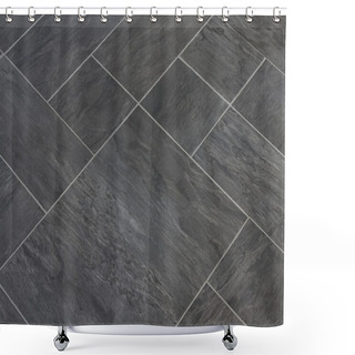 Personality  Slate Stone Texture Vinyl Floor Tiles Shower Curtains