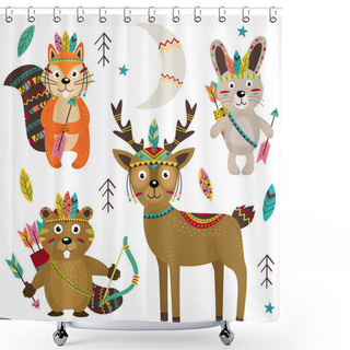 Personality  Set Of Isolated Tribal Animals Part 2  Shower Curtains