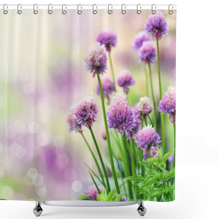 Personality  Blooming Chive Herb Shower Curtains