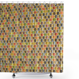 Personality  Closed Up Of Square Texture Of Colorful Weave Pattern Shower Curtains