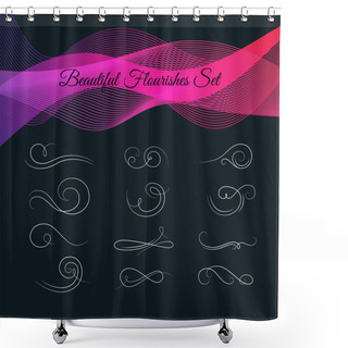 Personality  Set Of Beautiful Calligraphic Flourishes Shower Curtains