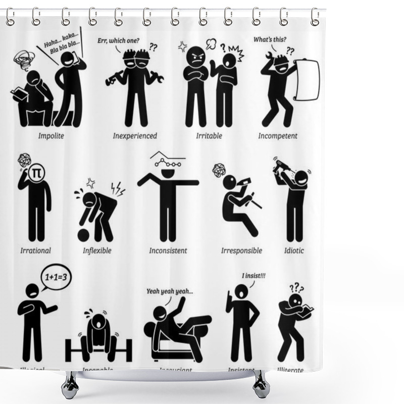 Personality  Negative Personalities Character Traits. Stick Figures Man Icons. Starting With The Alphabet I. Shower Curtains