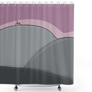 Personality  Gloomy City On Hill Shower Curtains