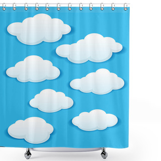 Personality  Set Of White Clouds In The Blue Sky Shower Curtains