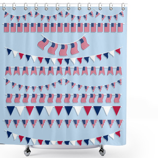 Personality  American Flags Bunting And Banners Shower Curtains