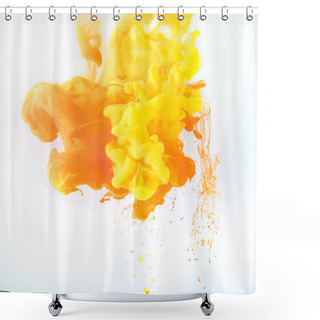 Personality  Texture With Yellow And Orange Paint Splashes, Isolated On White Shower Curtains
