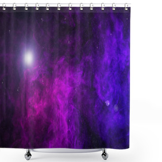 Personality  Beautiful Universe With Purple Smoke, Stars And Glowing Light  Shower Curtains