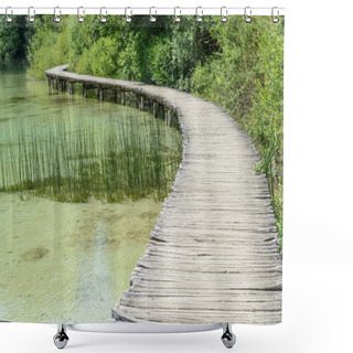 Personality  Wooden Path In The Forest Shower Curtains