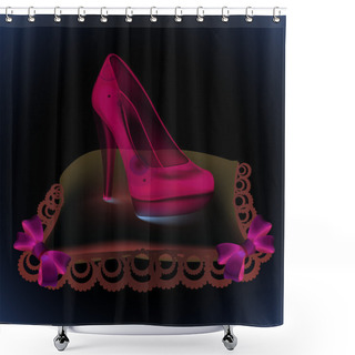 Personality  Crystal Cinderella's Slipper On Pillow Shower Curtains