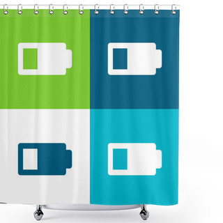 Personality  Battery Status Sign With Less Than Half Energy Charge Flat Four Color Minimal Icon Set Shower Curtains