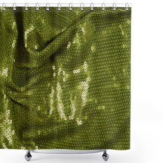 Personality  Fabric Texture With Green Sequins Shower Curtains