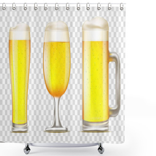 Personality  Set Of Glasses With  Beer Shower Curtains
