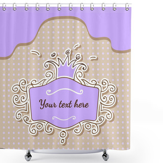 Personality  Vector Purple Frame With Crown. Shower Curtains